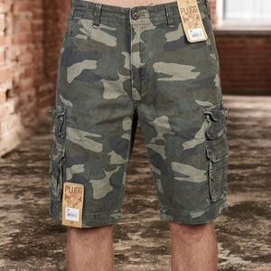 NWT Vintage Y2K Plugg Woodland Camo Utility Cargo Shorts